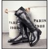 Mens Luxury Fashion High Motorcycle Boots Black Stylish Original Leather Shoes Stage Nightclub Dress Knight Boot Cool Long Botas