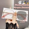 Large Frame Metal Near Sight Glasses New Photochromic Square Myopia Glasses High-end Anti Blue Light Color Changing Glasses
