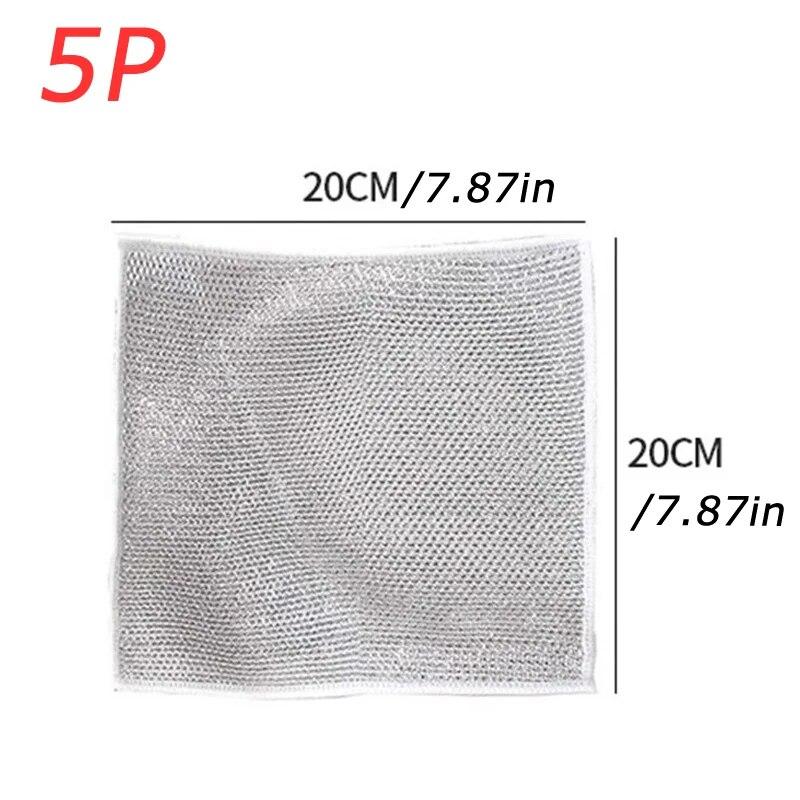 20024 Новая многофункциональная проволочная тряпка, не царапающаяся, 5 упаковок из мягкой проволоки, безопасные для мытья посуды с антипригарным покрытием, легкое полоскание