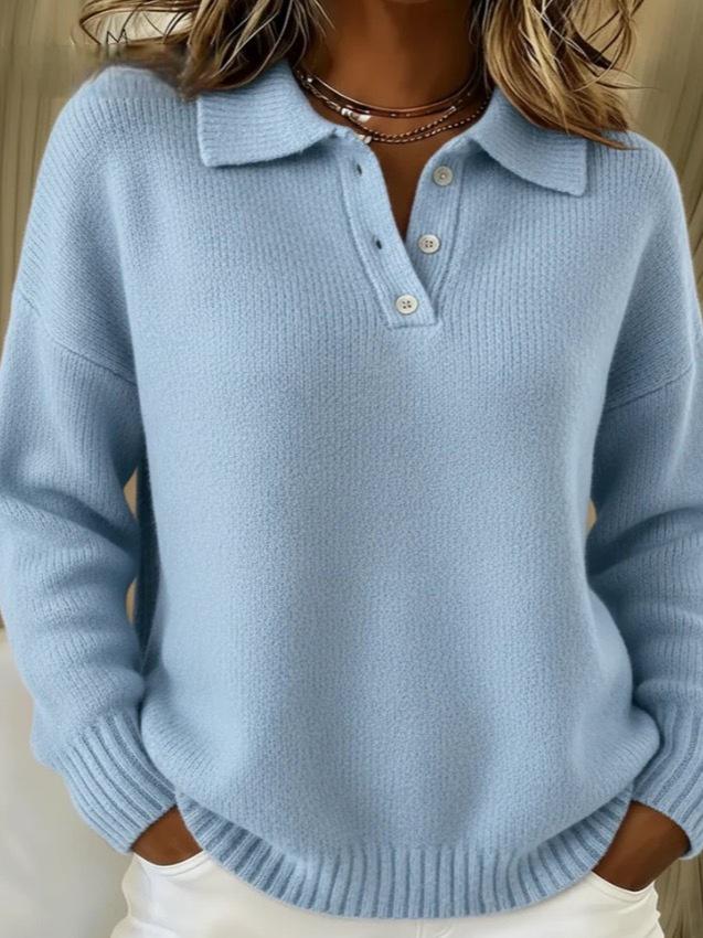 European & American Women's Loose Lapel Long Sleeve Sweater - Autumn/Winter 2025 Collection