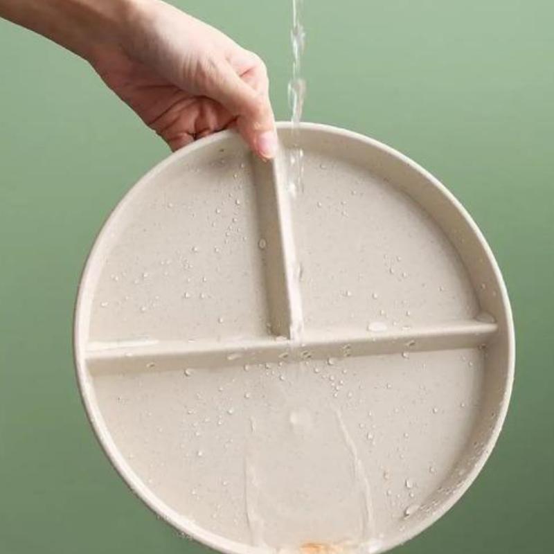 Divided Dish In 3 Diet Reusable Round Plates Plate Safe Kitchen Dinnerware Portion Plates For Adults 3 Compartments Microwave