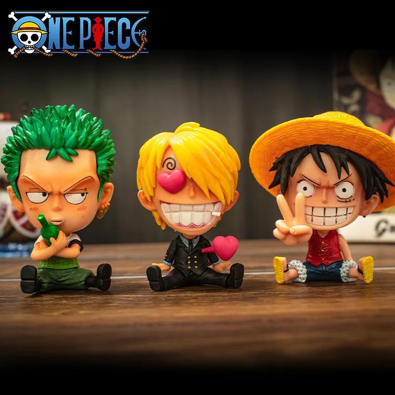 Аниме One Piece Рождественская Фигурка 8-10 см ПВХ Луффи Ророноа Зоро Милые Украшения Q Версия Украшение для Автомобиля Коллекционная Модель