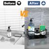 LMETJMA Kitchen Sink Caddy Organizer Sponge Holder with Stainless Steel Auto Drain Tray Soap Sponge Caddy Storage Rack JT313