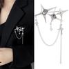 Stylish Women Breastpin Four Pointed Star Chain Blouse Pin Crystal Badge Jewelry Personality Punk Brooch for Women