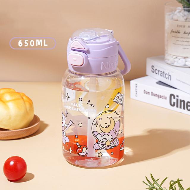 Kawaii чашка для воды с крышкой соломинка для девочек кофе чай с молоком многоразовая пластиковая чашка для холодных напитков большая емкость бутылка для воды без BPA