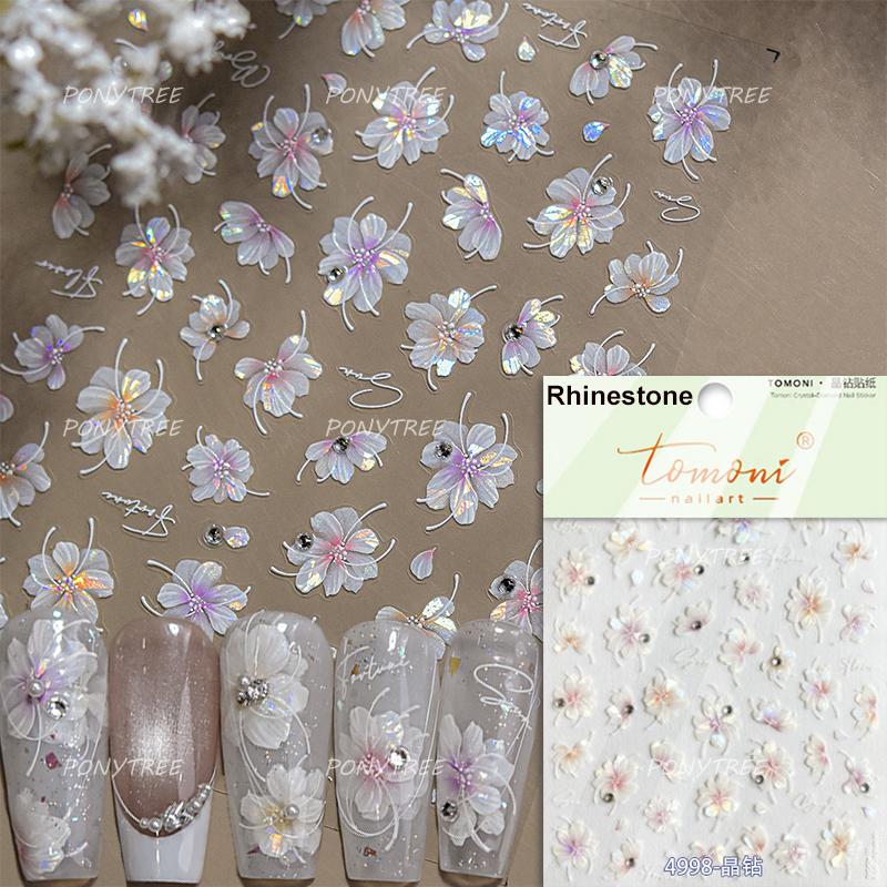 Colourful Frangipani Bright Lily Flowers Gradual Petal Vivid Dew Delicate Romantic Nail Art Stickers Manicure Decals Decorations