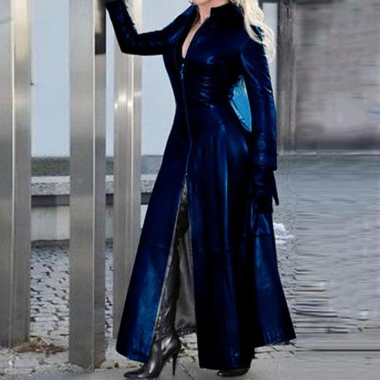 Женская куртка из искусственной кожи на молнии, облегающий стильный элегантный плащ с воротником-стойкой на осень-зиму