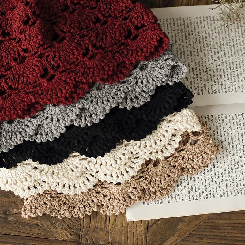 Elegant Hand Crochet Cotton Beret Knits Baotou Painter Ms Hat Brim WOMEN HOLLOW HAT