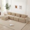 Boneless Sofa for Living Room, Modular L-Shaped Chaise Longue, 4-Seater Comfortable Deep Seat Corduroy Cloud Sofa, Assembly-Free, Non-Slip, Beige