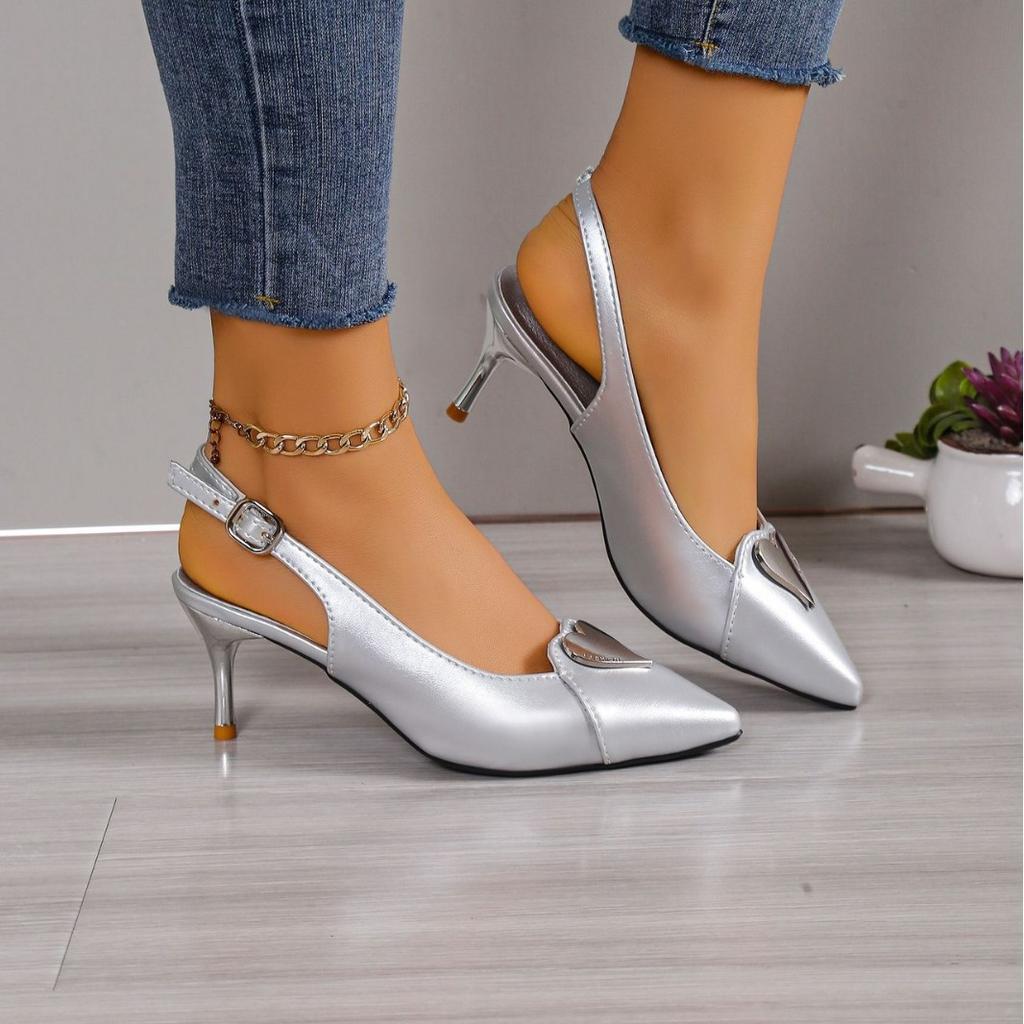 2024 Женские Летние Новые Сексуальные Туфли-лодочки с Острым Носком, Модный Дизайнерский Каблук, Повседневные для Вечеринки, Женские Сандалии Большого Размера