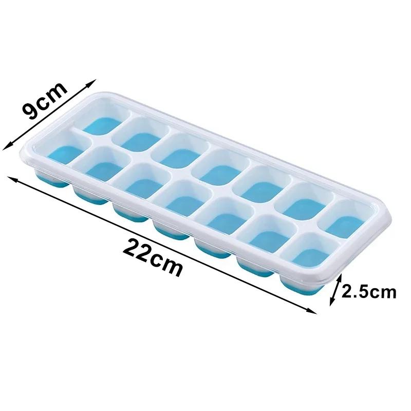 Ice Cube Tray Mold with Lid Silicone Square 14 Cube Easy Release Ice Cube Molds Summer Kitchen Bar DIY Iced Cocktail Freeze Tool