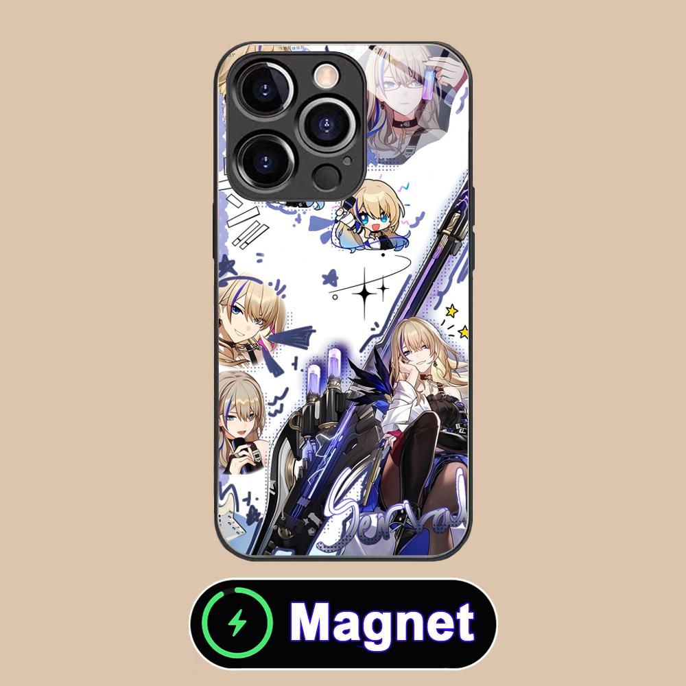 HSR Serval Стеклянный чехол MagSafe для мобильного телефона iPhone 17 16 15 14 13 12 11 Air Pro Max Plus Mini Цветной чехол