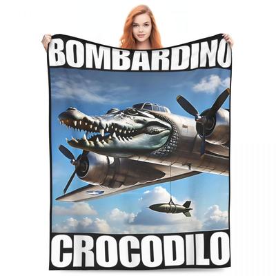 Bombardino Crocodilo - Итальянский Мем Мозговая Гниль Супер Теплое Одеяло Плюшевое Покрывало Спальня Фланелевое Покрывало на Кровать Чехол для Дивана-Кровати