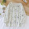 2025 New Spring/Summer Women's Pajama Top 100% Pure Cotton Thin Fresh Sweet Home Furnishing Single Piece Long Sleeved Top Ladies