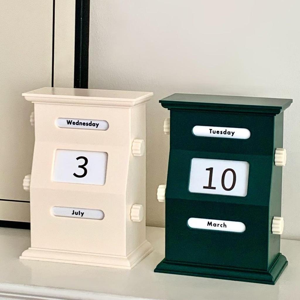 Retro Creamy Perpetual Desk Calendar: Creative Home & Office Decor, Photography Prop