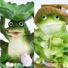 Frogs Statue Bird Feeder Resin Figurine for Garden and Terraces Outdoor Backyard Decorative Statue Bird Feeding Station
