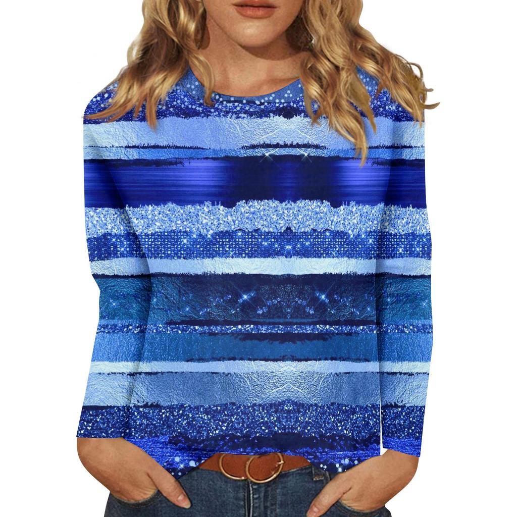 Long Sleeve Shirts For Women Cute Print Graphic Tees Blouses Casual Plus Size Basic Tops Pullover