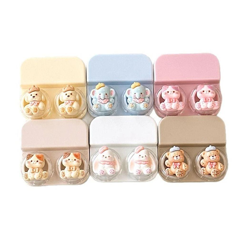 Cartoon Lens Box With Tweezers Drawer-Style Lens Case Portable Contact Lens Case Travel