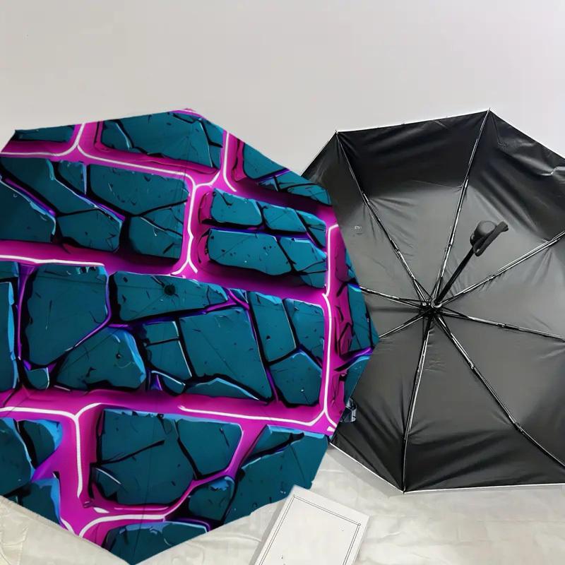 1pc Neon Brick Wall Pattern Umbrella with Plastic Handle,Suitable for All Seasons Home Travel Outdoor UmbrellaDD168