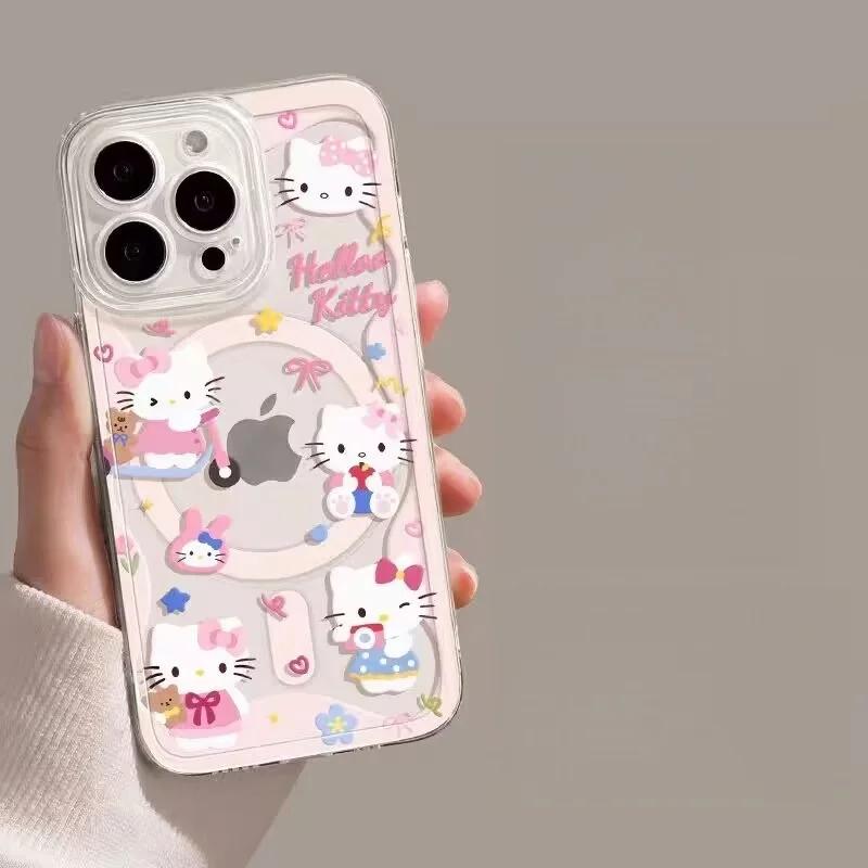 Magsafe Magnetic Charging Hello Kitty Shakeable Holder Cover For Iphone 17 Pro Max 17 Air 16 15 14 12 13 11 Pro Max 13 Mini Case