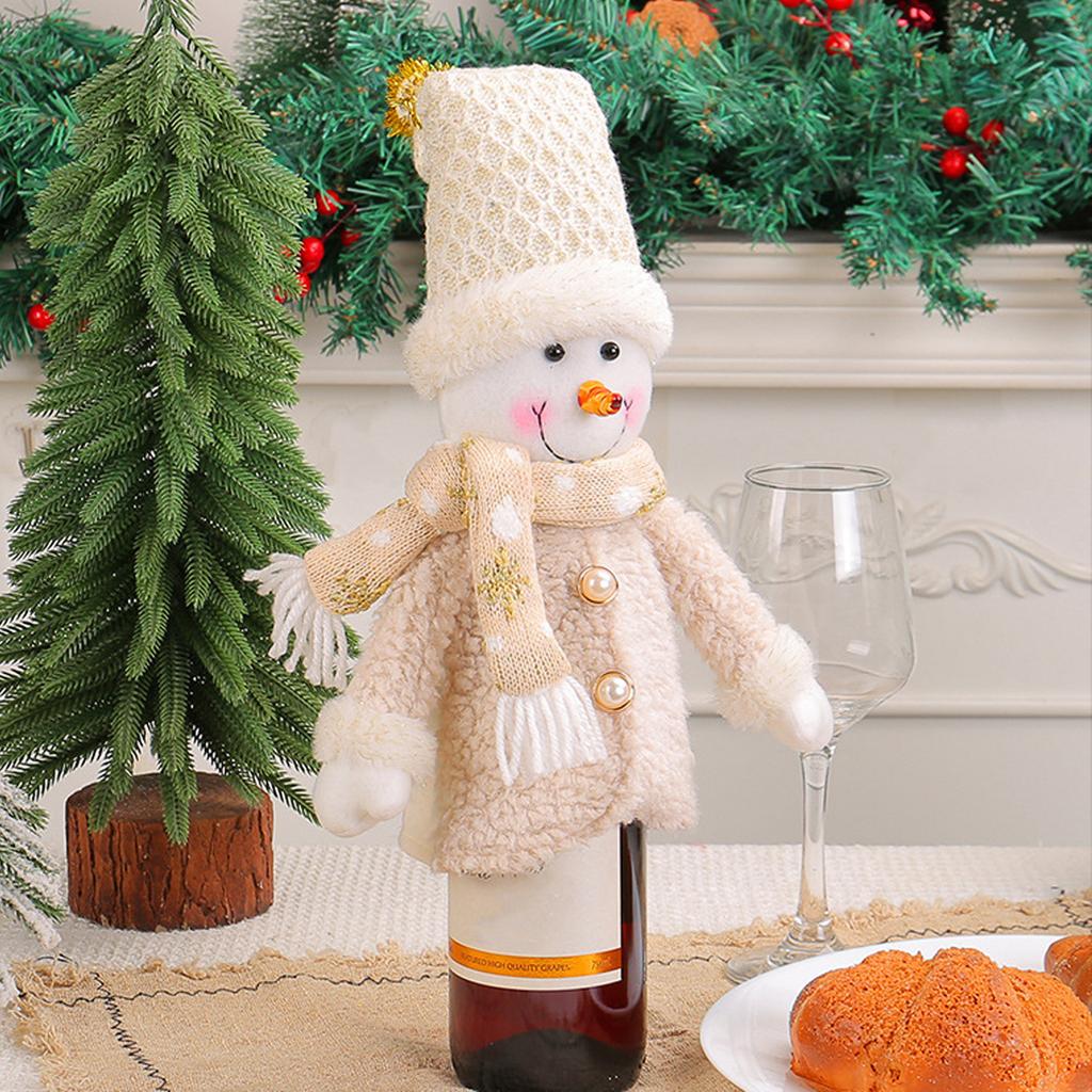 Кукольный чехол на винную бутылку Милый декоративный мешок для бутылки красного вина Украшения для создания атмосферы за рождественским столом
