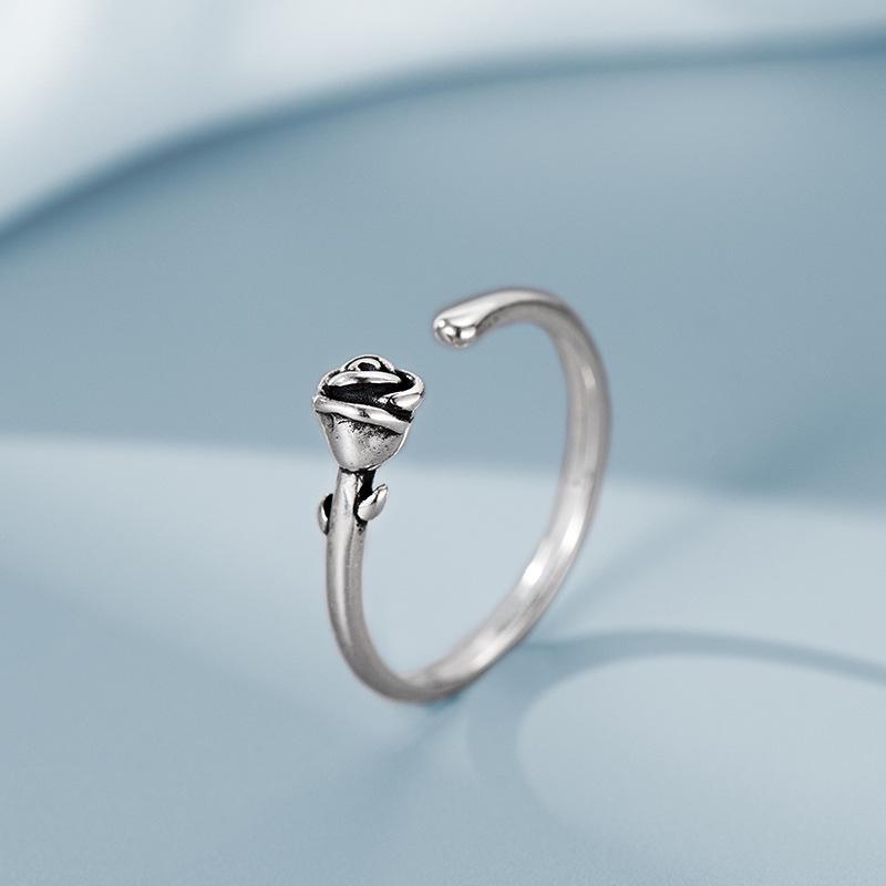 Кольцо Banyan Tree S925 Silver Vintage Rose Flower для женщин - ретро-тайский дизайн, идеальный подарок девушке