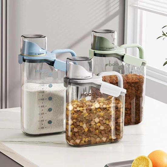 1.6/2/2.8 л Герметичный контейнер для хранения корма для собак Пет Сухой корм Контейнер с крышкой-мерным стаканом Прозрачный пластиковый контейнер для организации кухни и кладовой для