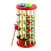 Детская игрушка-стучалка с шариками, падающими по лесенке, маленький молоточек, красочная стучалка, деревянная для малышей 2, 3, 4 лет