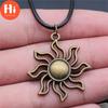 Привет подарки для детей 1шт солнце звезды кулон ожерелье ювелирные изделия 42 + 5см кожаное ожерелье