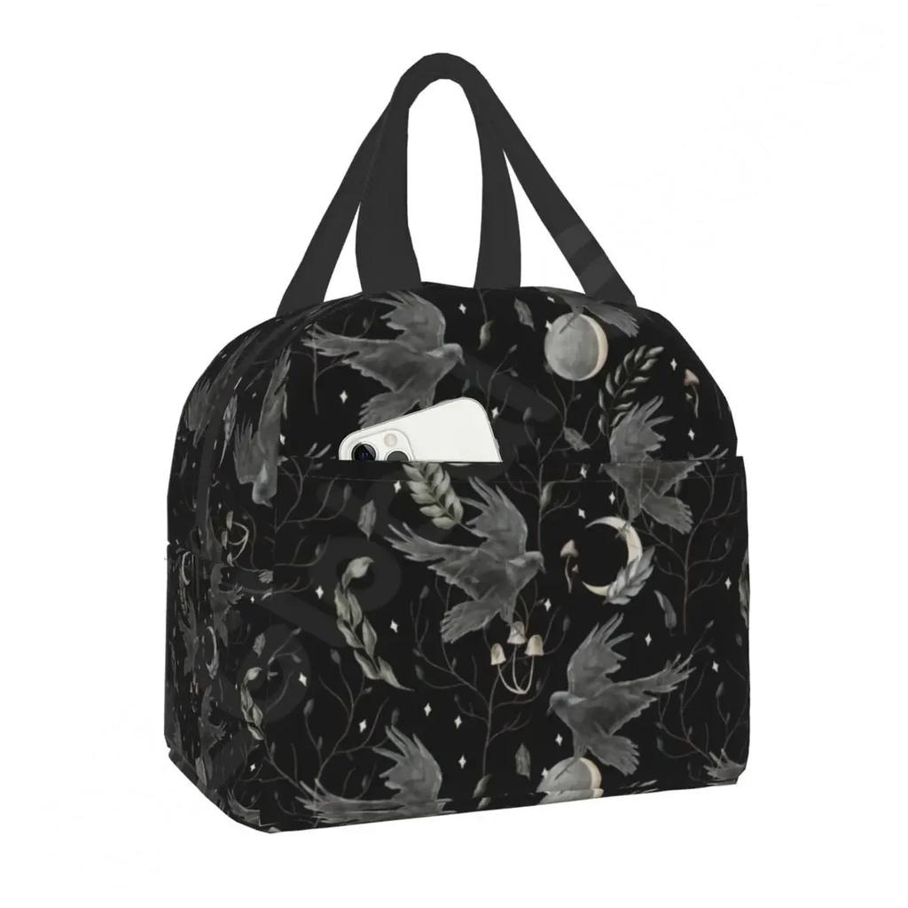 Узорная изолированная сумка для обеда для школы, офиса, Хэллоуина, черепа кошки, герметичный охладитель, термобокс для бенто для женщин и детей