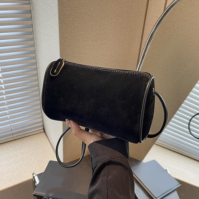 Модная цилиндрическая сумка из замши для женщин, новая осенняя, универсальная, для работы, с матовой текстурой, сумки кроссбоди, простая элегантная сумка на плечо KTY