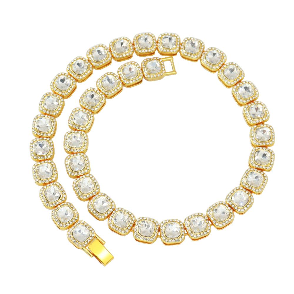 13mm Rock Candy Full Diamond Clavicle Necklace - Men's Geometric Punk Hip-hop Accessory