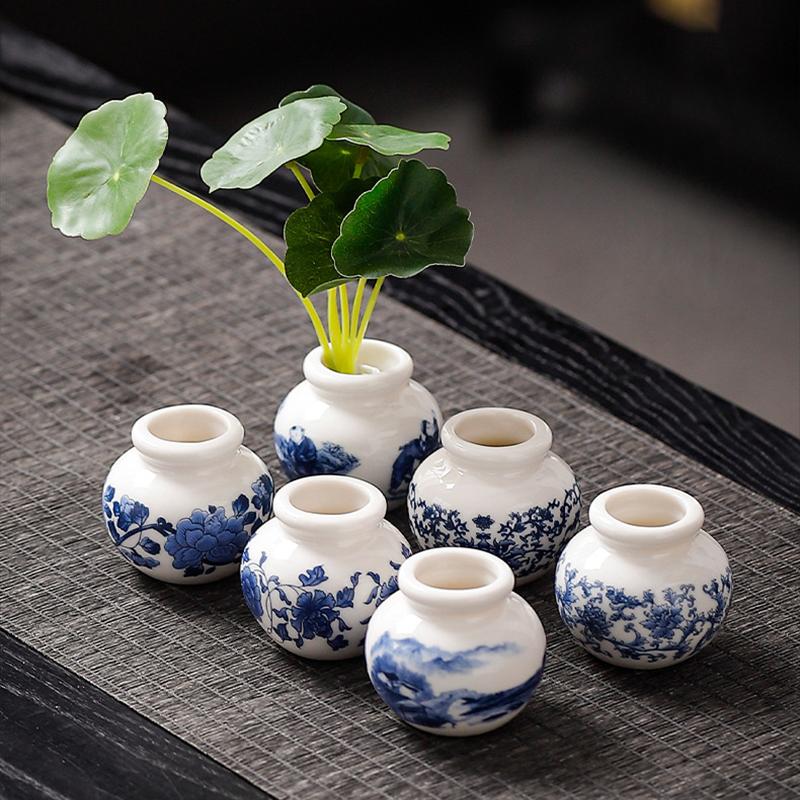 1 шт. Мини-ваза креативная сине-белая маленькая банка для украшения дома супер маленькая ваза сине-белая фарфоровая 4,5x4 см