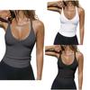 Женские однотонные тонкие топы без рукавов с глубоким v-образным вырезом