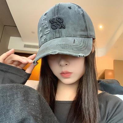 Хип-хоп Унисекс Бейсболка Панк Дырки Стиранный Хлопок Snapback Козырек Однотонный Уличные Козырьки Папа Тракер Буквы Кепка