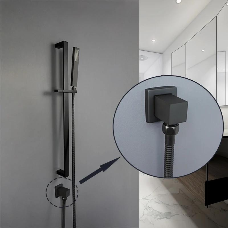 Black Brass Handheld Shower Spray Head Holder Bracket Bathroom Toilet Bidet Hand Sprayer Bracket With/ Without Outlet Connector