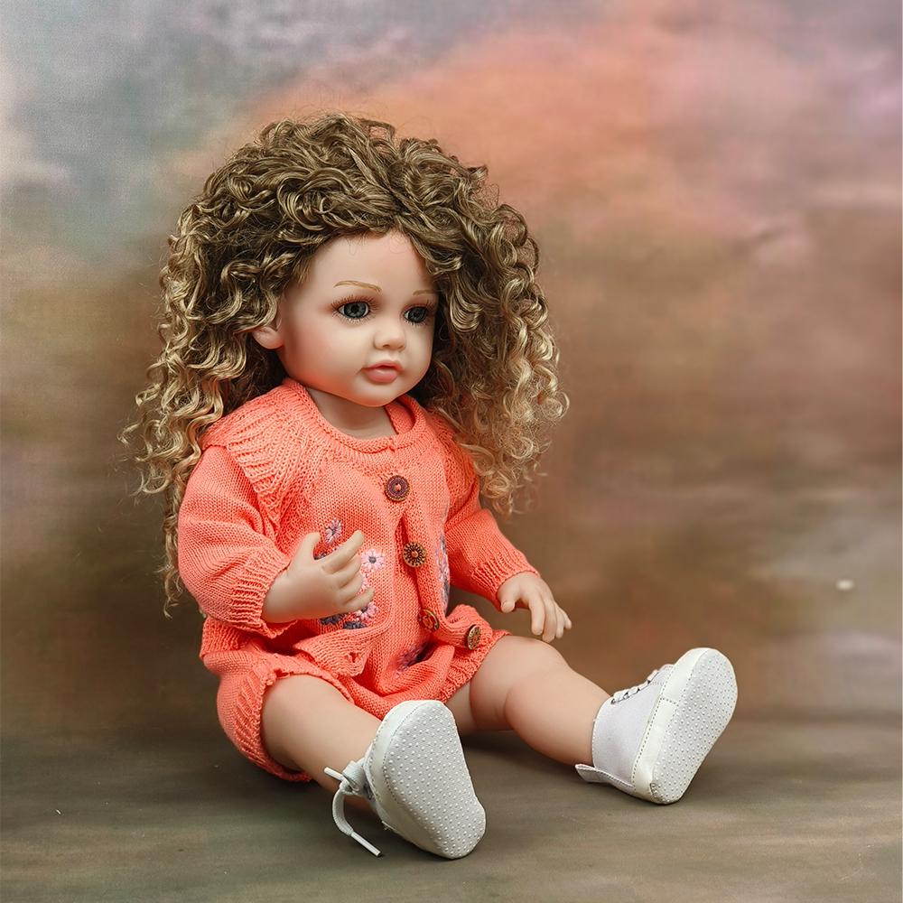 55 см Reborn Baby Princess, мягкий силиконовый гибкий мягкий на ощупь вьющийся волос, модная кукла для девочек, подарок