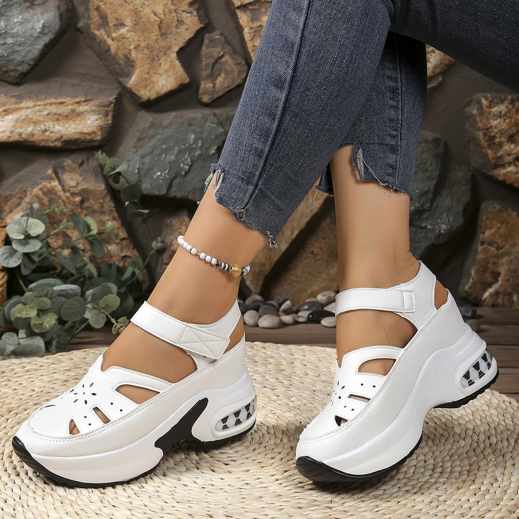 Fashion Women Sandals Fashion Baotou Hollow Wedge Women Shoes 2025 New Height Increasing Sandals Roman Platform Shoes Sandalias De Mujer