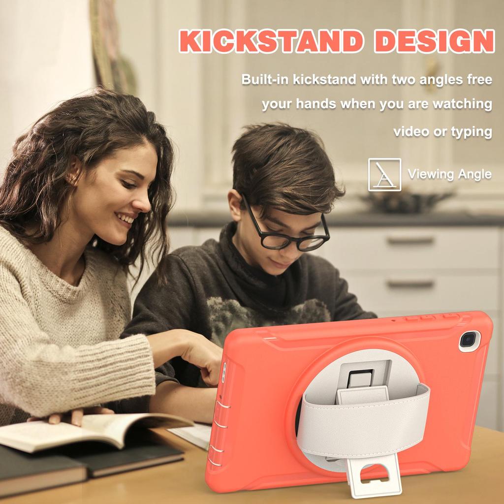 Защитный чехол для Samsung Tab A7 Lite 8,7 дюйма с вращающейся на 360° подставкой и эластичным ремешком на руку