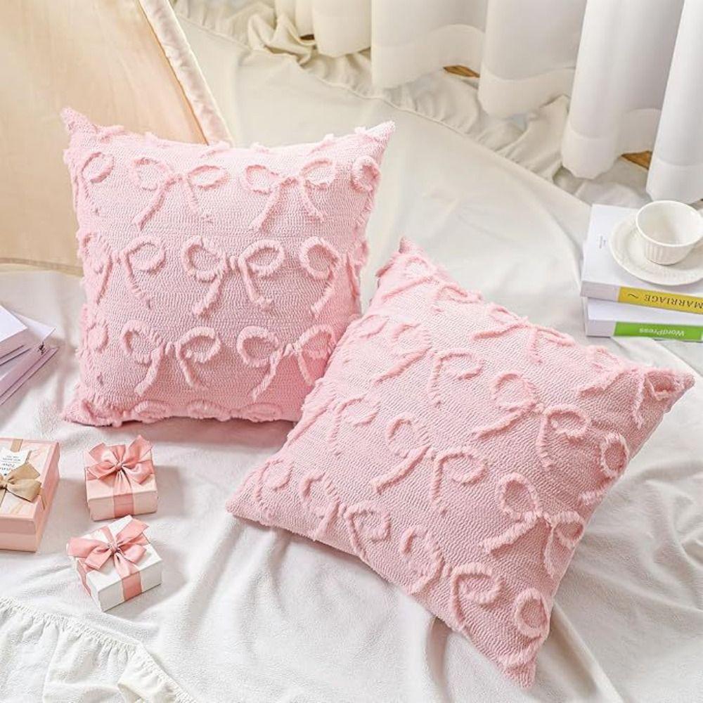 Removable Pillow Cover Bow Pillowcase Durable Pillow Case Protector Sofa Decoration