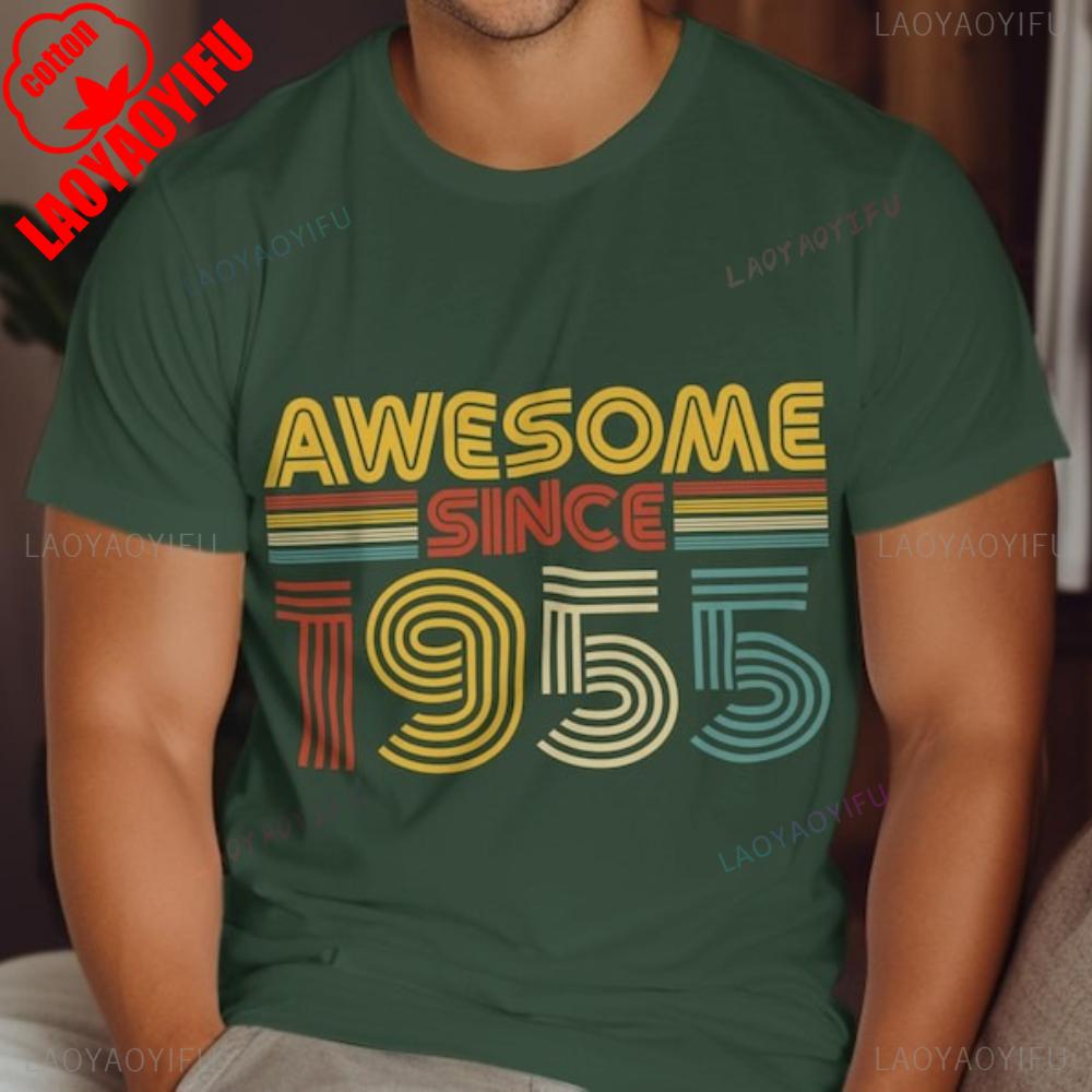 Awesome Since 1955 Year Classic Printed Tshirt Tops Personalised Birthday Gift Retro Tee Unisex Cotton Colorful Design TShirt