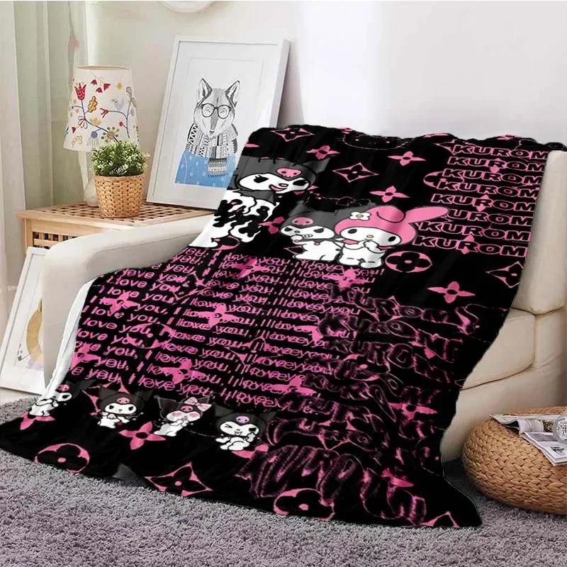 Hellor Kitty Kuromi Printed Blanket Kids Adult Blanket Soft and Warm Bedding for Bed Sofa Outdoor Travel Cover Blanket