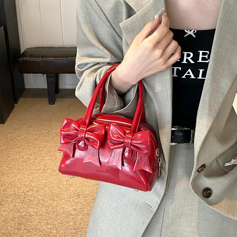 Foreign Spice Girl Ballet Bow Handbag Women's 2025 New Fashion PU Crossbody Shoulder Bag