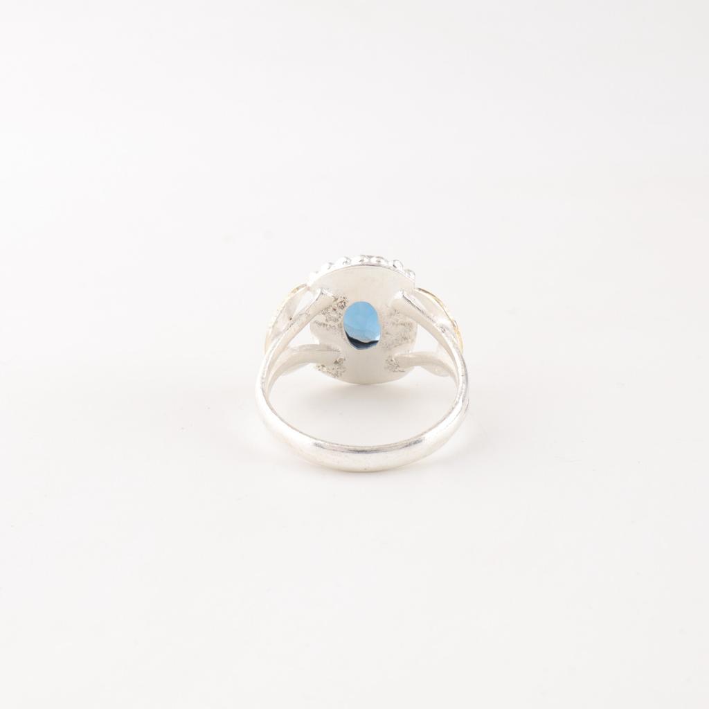 London Blue Topaz Gemstone 925 Sterling Silver Jewelry Statement Ring For Women RR-61-10