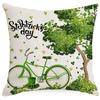 St. Patrick's Day Four-leaf Clover Printed Linen Pillow Cover Festive Home Fabric Sofa Bedside Cushion