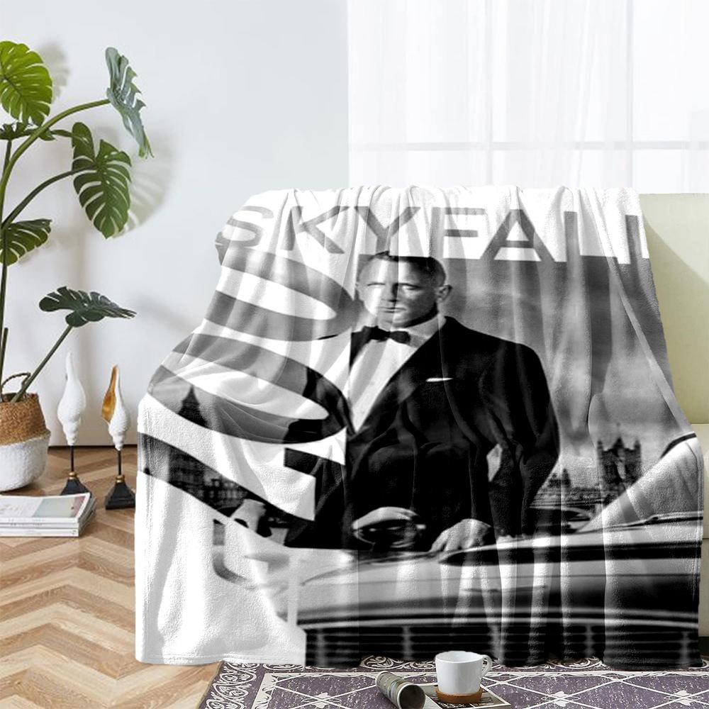 007 James Bond Theme Printed Blanket - Perfect for Couch, Bed, Travel & Outdoor Use | Machine Washable, Cozy & Durable.