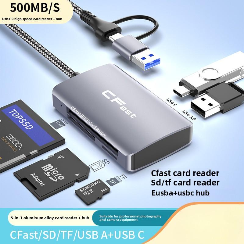 Док-станция типа C с высокоскоростным CFast Reader USB3 0 Hub SD TF Card Reader, многофункциональный адаптер