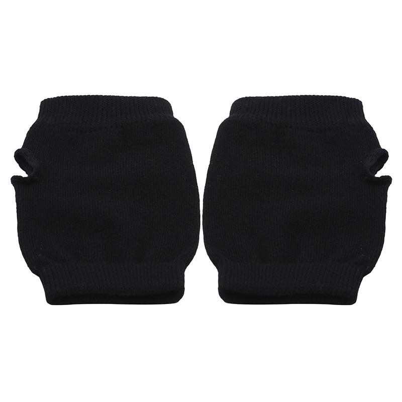 1Pair Simple Black Short Half Finger Fingerless Knit Wrist Glove Winter Warm Stretch Work Gloves For Women And Men Mittens