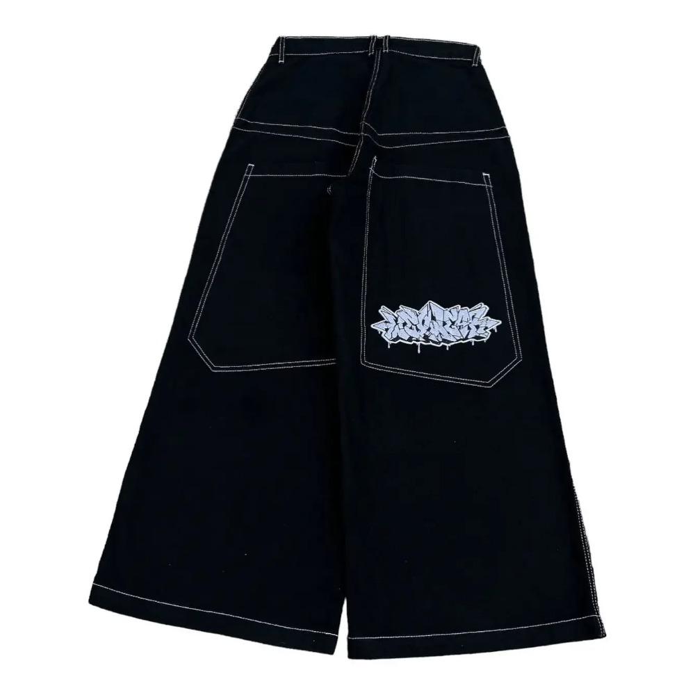 RogueWave Hip Hop Y2k New Color Wexwear Вышитые мешковатые джинсы Уличные джинсы Мужские Женские Широкие Брюки С Высокой Талией Harajuku Черные Брюки