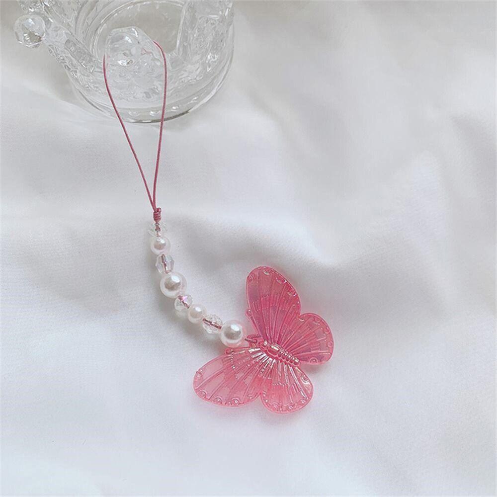 Rope Phone Lanyard Luminous Butterfly Pendant Mobile Phone Straps Wrist Hand Lanyard Hand Strap